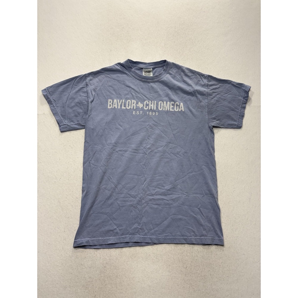 Comfort Colors Shirt Mens Medium Blue Baylor Chi Omega Graphic Tee Sorority